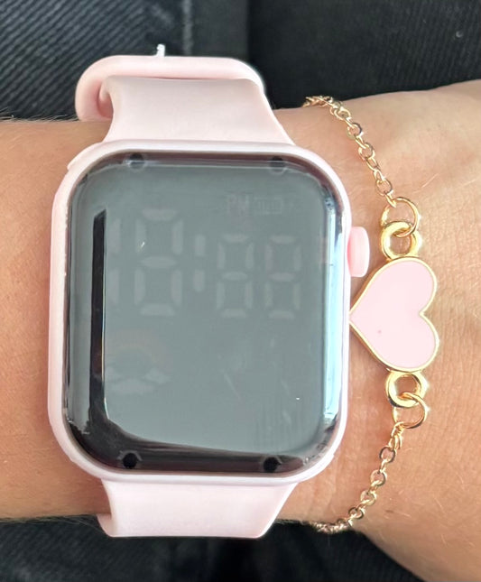 Montre digitale rose